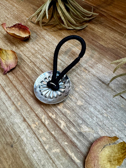 Sterling Silver Hair Tie – Stamped Concho Detail