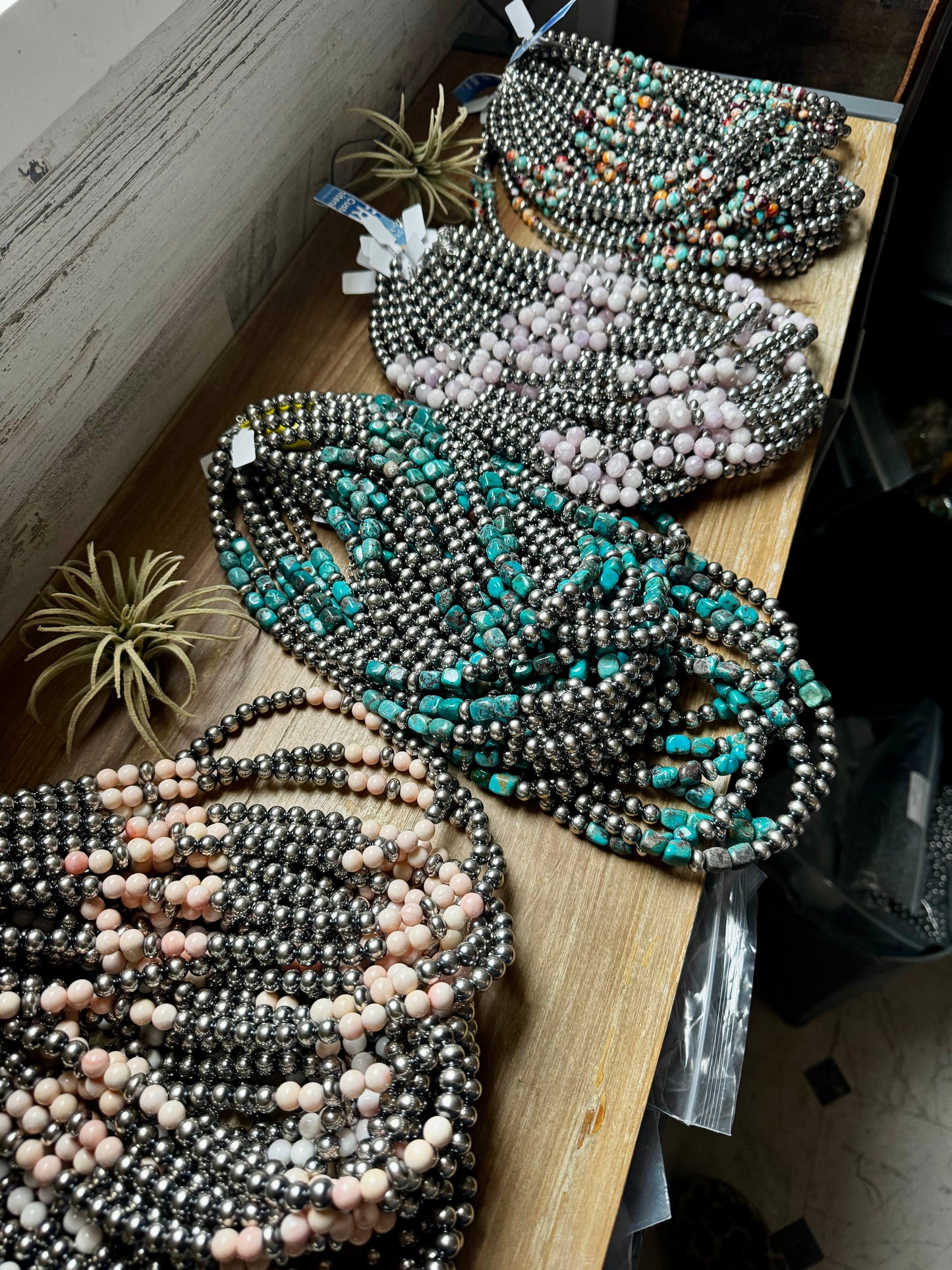 Mohave Turquoise Mix & Sterling Silver Necklace – 8 mm Beads – 19 Inch + Extender