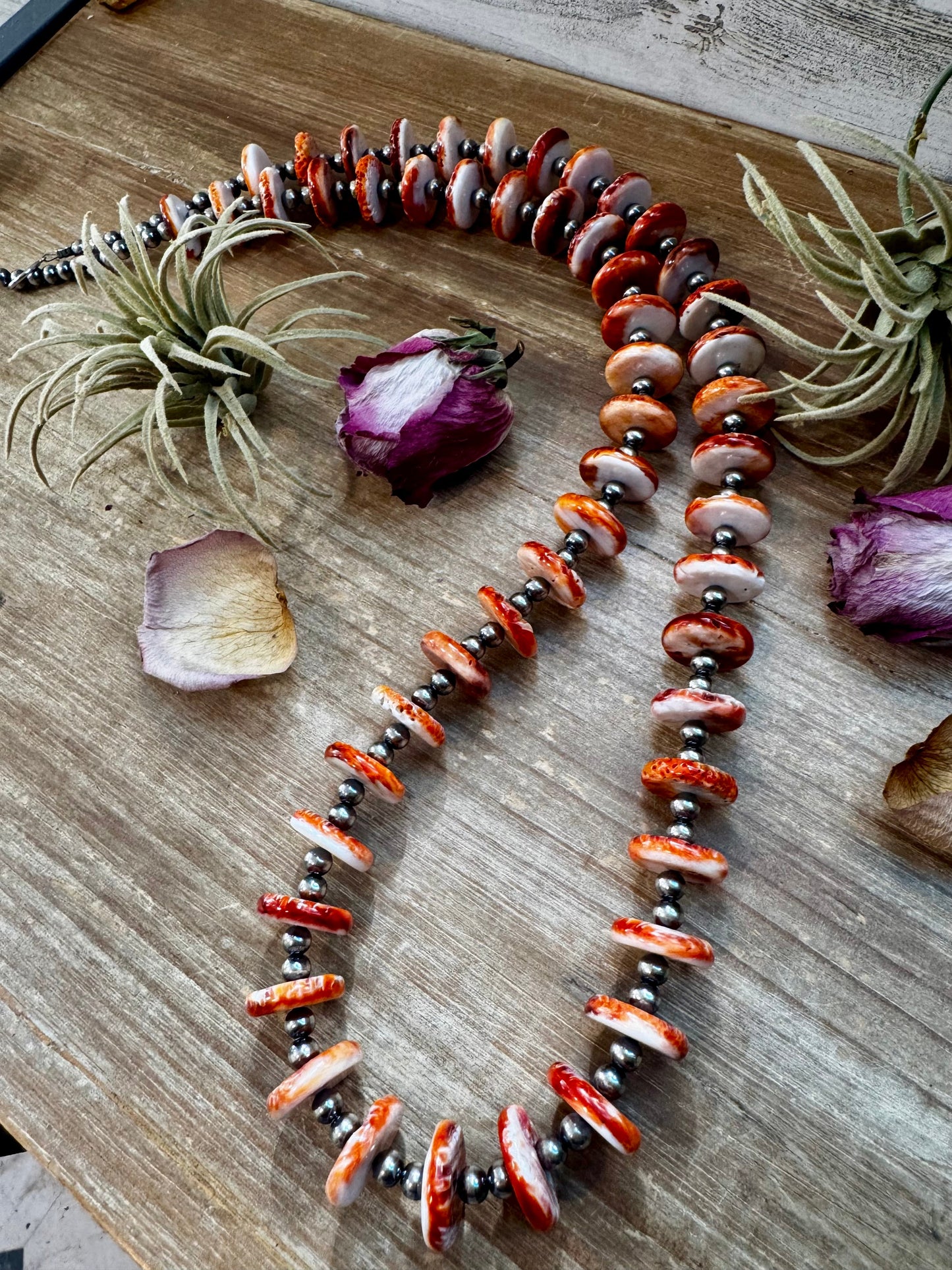 NFR Collection Necklace – 6mm Sterling Silver Pearls with 16mm Spiny Oyster – 38"