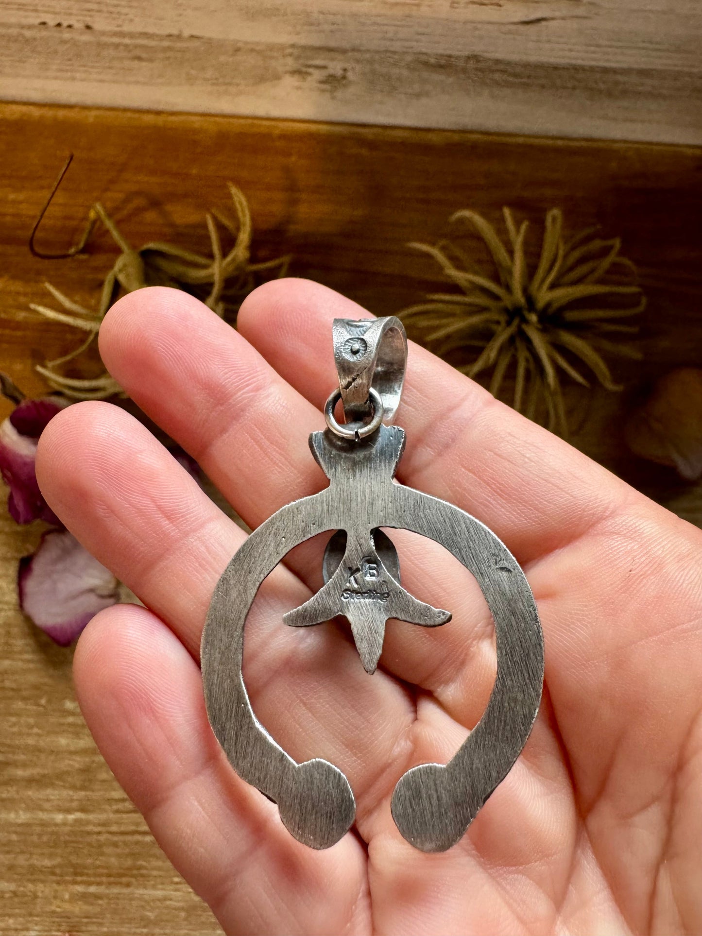 Naja Pendant with Golden Hill Turquoise – Sterling Silver – Native Made by KB – Fits 8mm