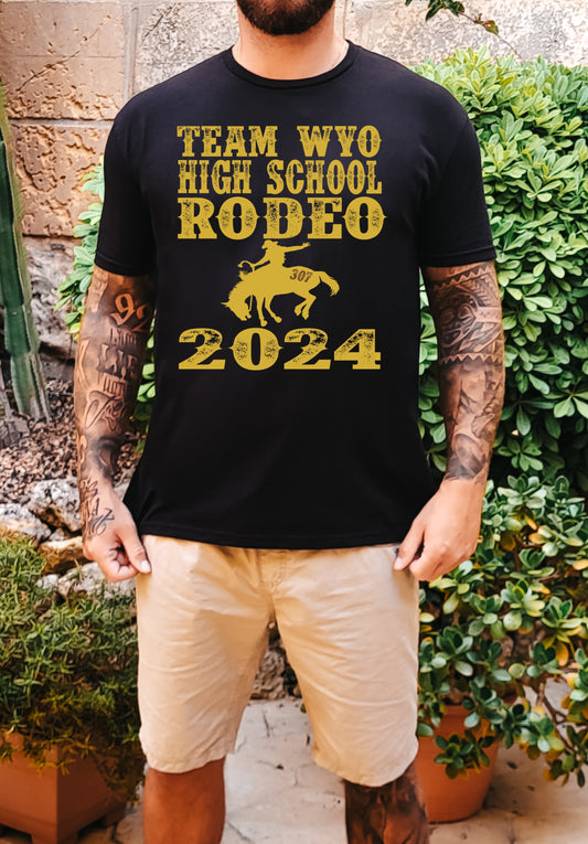 Wyo team rodeo 2024 gold letter