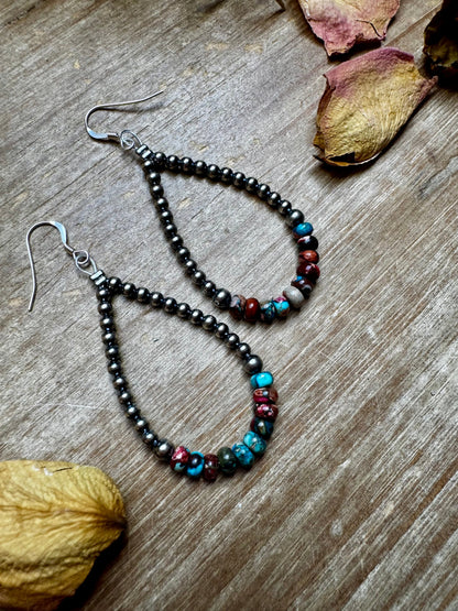 Teardrop Earrings – Sterling Silver Pearl & Sea Sediment