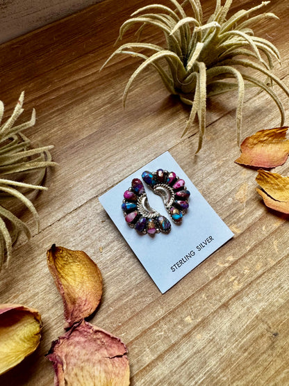 Half Cluster Earrings – Pink Dahlia & Sterling Silver