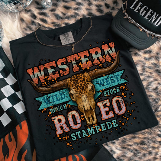 *DTF TRANSFER ONLY* Western Rodeo Leopard Skull