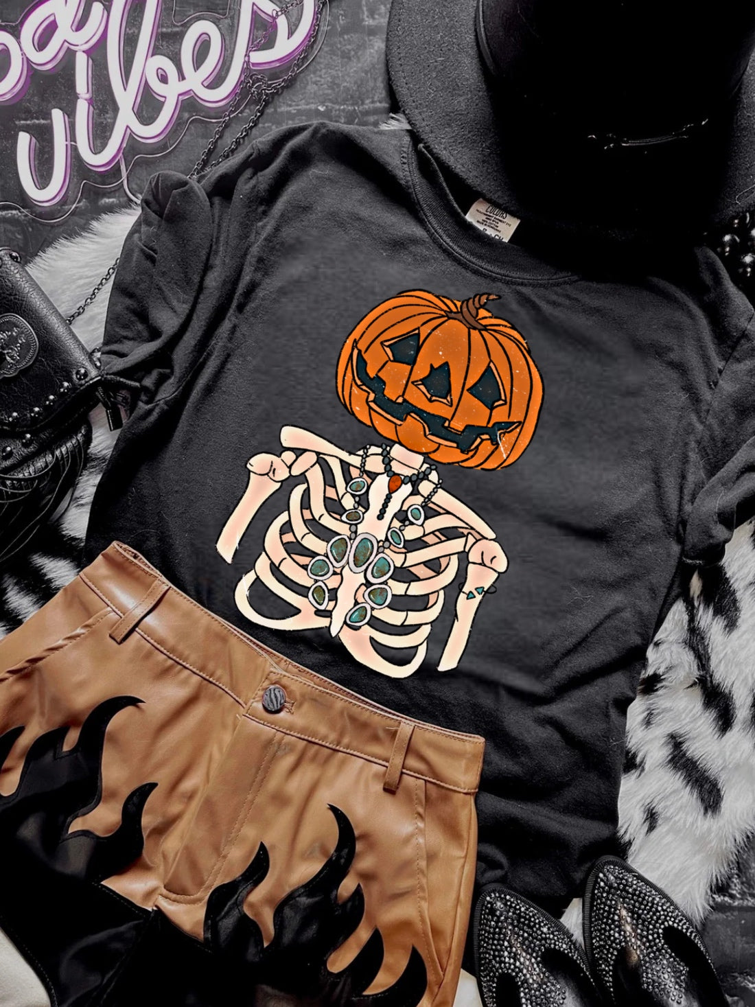 Comfort Colors Pumpkin Skeleton