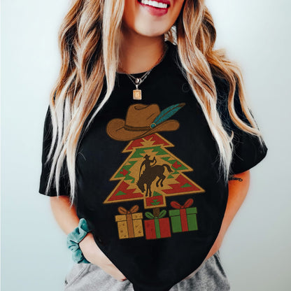 Aztec Faux Embroidered Bucking Bronc Christmas Tree