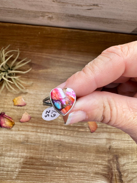 Heart Ring - Size 6 1/2 -Dahlia ring and sterling silver