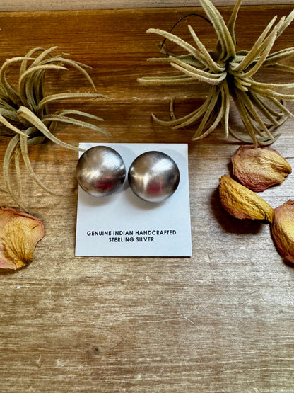 Large 30mm Sterling Silver Saucer Pearl Stud Earrings – USA Made