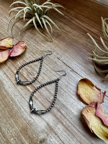 Sterling Silver Pearl & Torpedo Teardrop Earrings