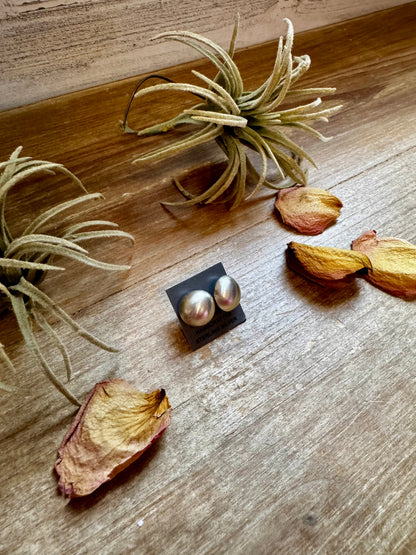 Sterling Silver Saucer Pearl Stud Earrings – 12mm, Stamp MS, USA Made