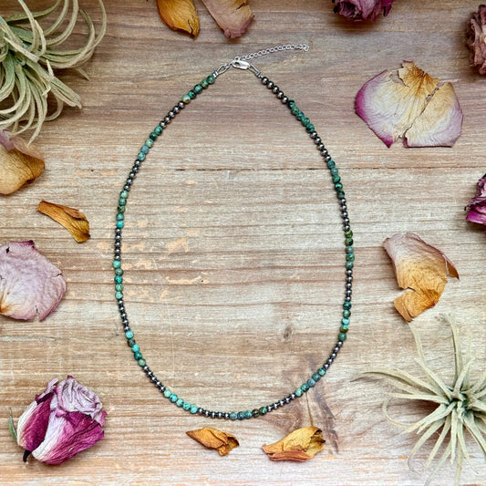 Sterling Silver & African Turquoise Necklace – 19”