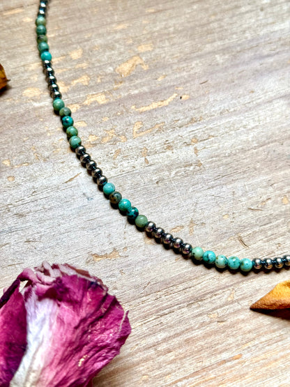 Sterling Silver & African Turquoise Necklace – 19”