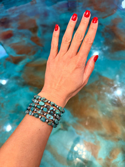 Sterling Silver & Blue Turquoise Nugget Bracelet –