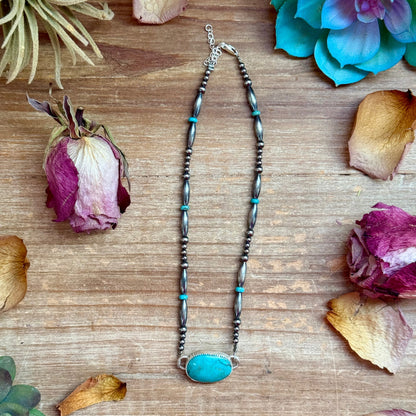 Sterling Silver & Turquoise Choker – 13” + Extender