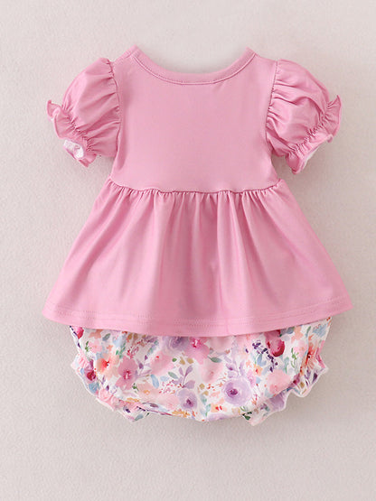 Pink Baby Girls Farm Short Set