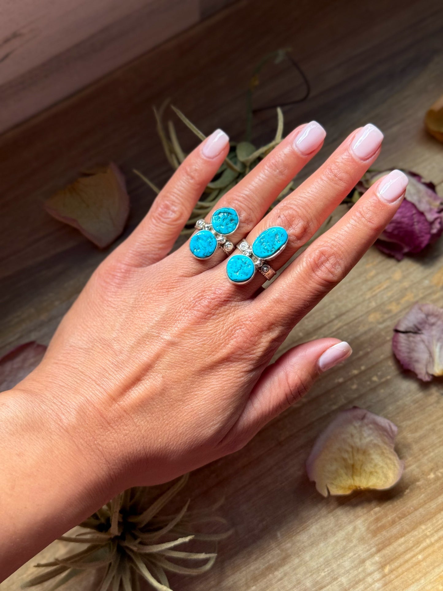 Kingman Turquoise Sterling Silver Ring – Size 7 & 7.5