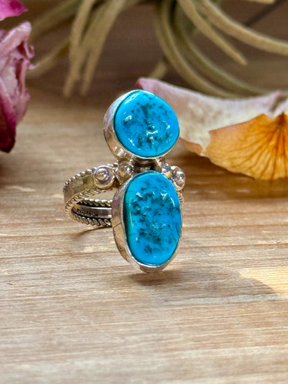 Kingman Turquoise Sterling Silver Ring – Size 7 & 7.5