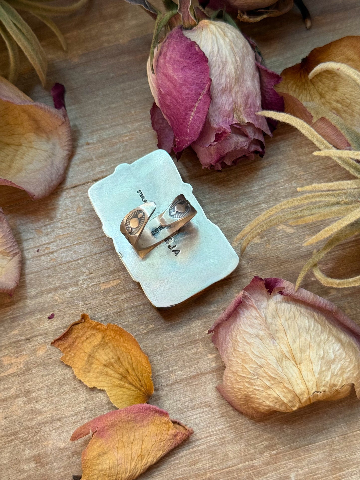 Palomino Turquoise Sterling Silver Adjustable Ring – 6 Stones – Stamped BJA (Boyd Ashley)