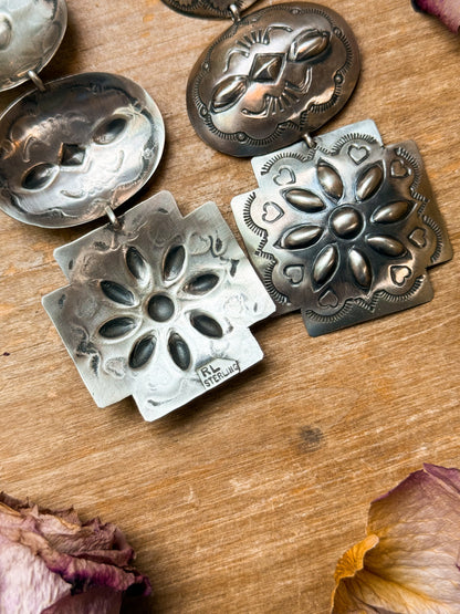 Sterling Silver Concho Dangle Earrings – Native Made by Rita Lee (Navajo Artist)