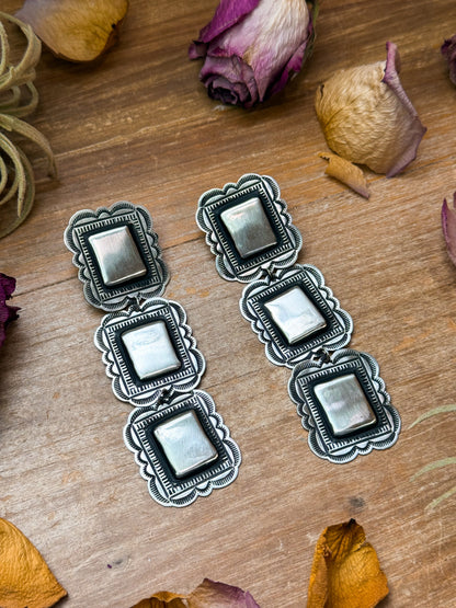 Sterling Silver Dangle Earrings – Native Made by L. Tahe