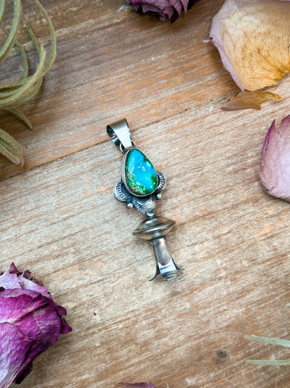 Sterling Silver Sonoran Gold Turquoise Blossom Pendant