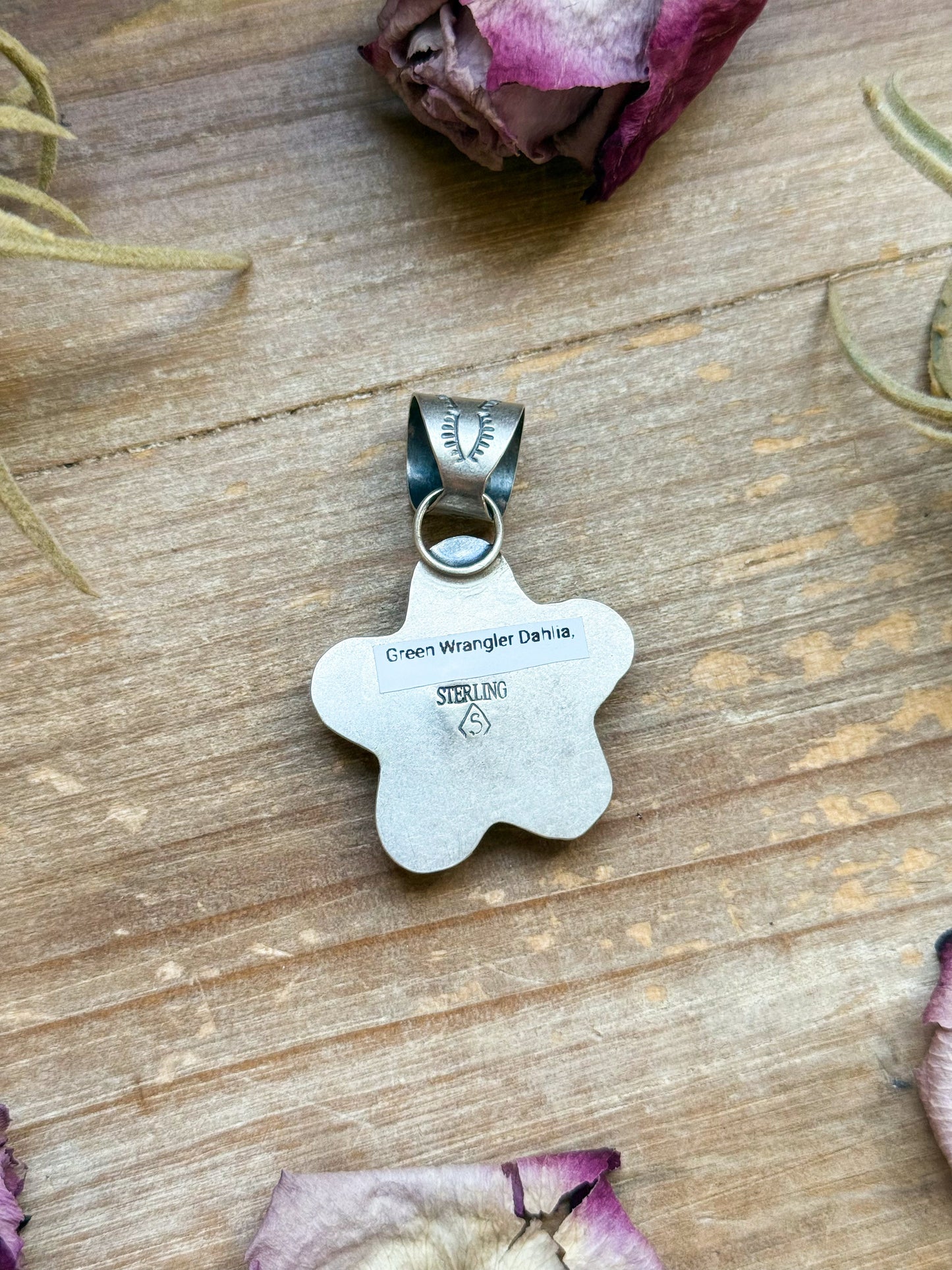 Sterling Silver Neon Green Wrangler Dahlia Star Pendant – Handmade by Artist Shay Pfeiffer