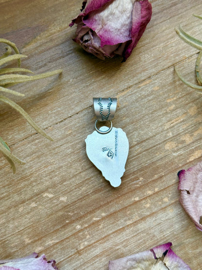 Sterling Silver Ribbon Royston Turquoise Heart Pendant – Fits Up to 10mm Beads – Artist Shay Pfeiffer