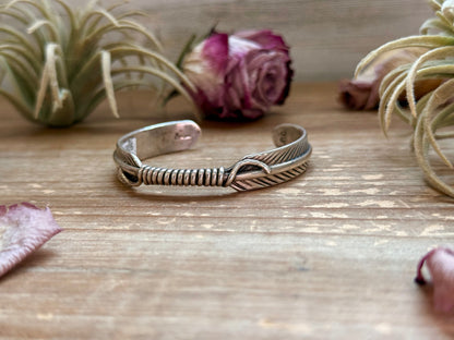 Sterling Silver Hudson Feather Cuff – Fits 6” Wrist – Handmade by Artist Jason Ogg