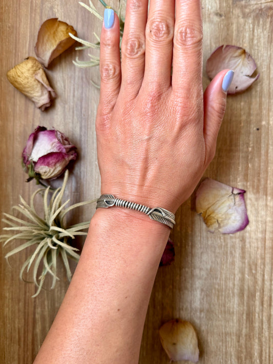 Sterling Silver Hudson Feather Cuff – Fits 6” Wrist – Handmade by Artist Jason Ogg