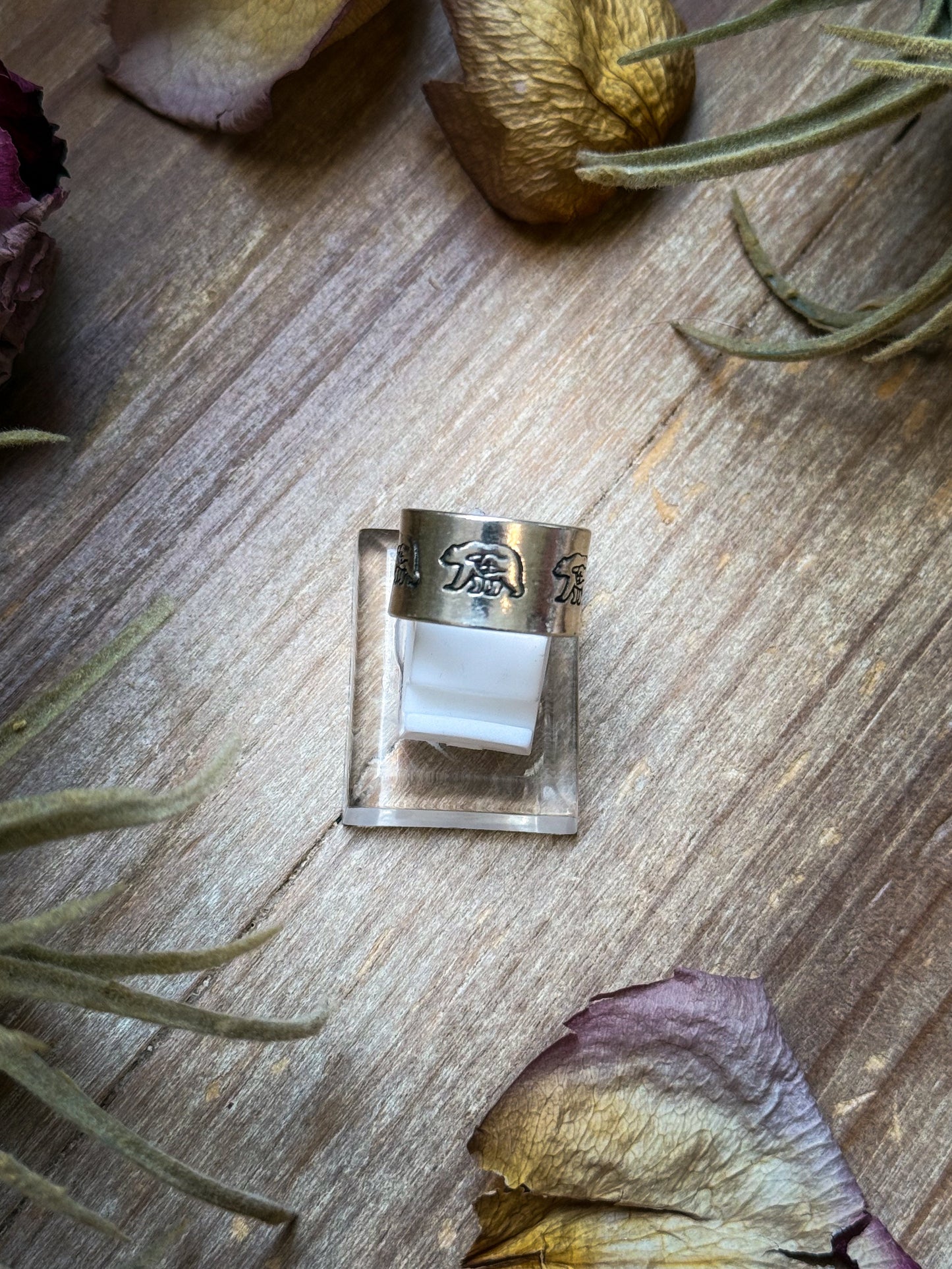 Sterling Silver Hand-Milled Wide Band “Poke the Bear” Stamped Ring – Size 5.5 – Handmade by Artist Jason Ogg