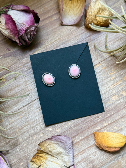 Sterling Silver Pink Conch Stud Earrings – Handmade by Artist Jason Ogg
