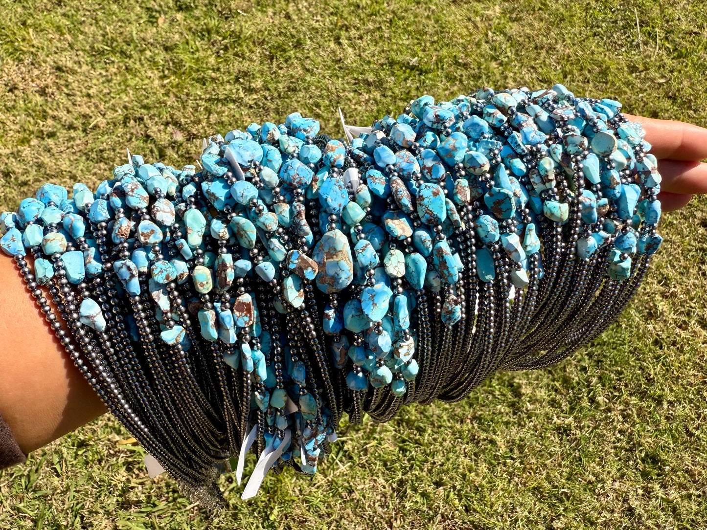 Golden Hills Turquoise & Sterling Silver Pearl Necklace – 16 Inch