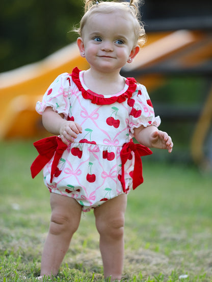 Cherry Bow Girls' Romper