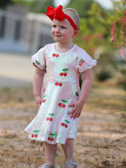 Sweet Cherry Sequins Cute Dress