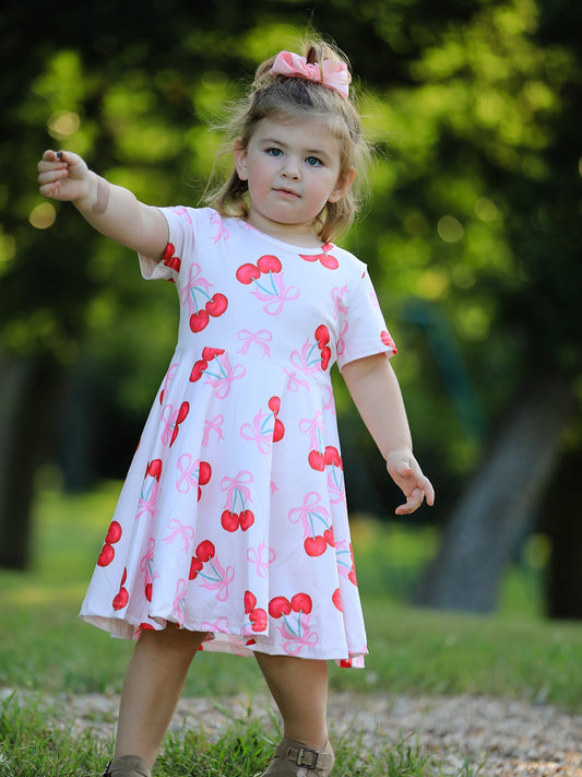 Cherry Pattern Vibrant Girls Dress