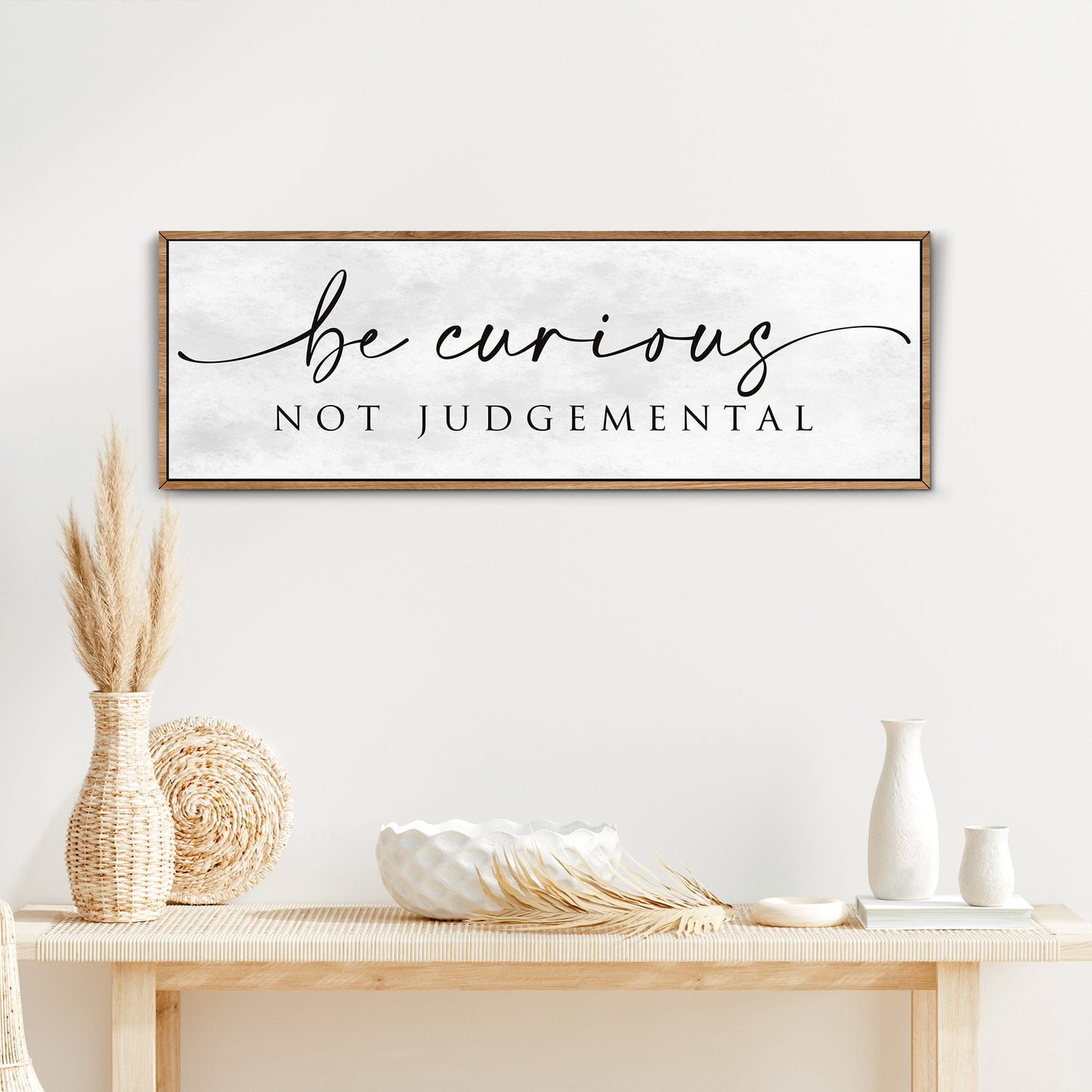 Be Curious Not Judgemental Sign | Inspirational Quote Sign | Modern Farmhouse Decor | Motivational Home Decor | Office Canvas Wall Art (ETSY)