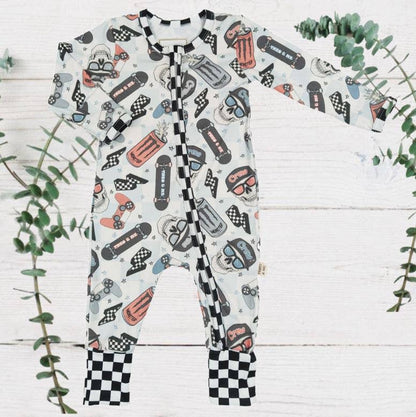 Boys Soft Sleepers Skull Crew Skateboard